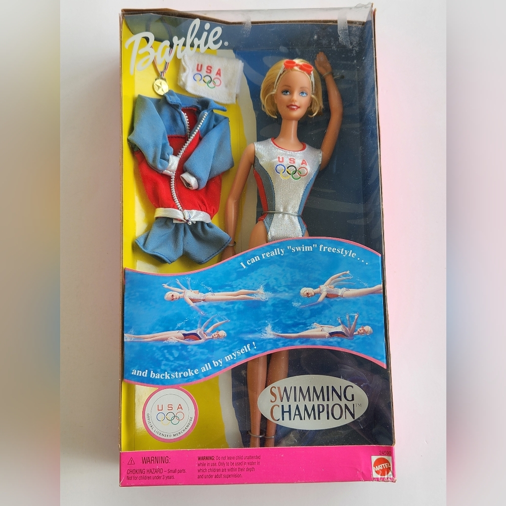 🌌 1999 USA Olympic Swimming Champion Barbie Vintage Doll 65